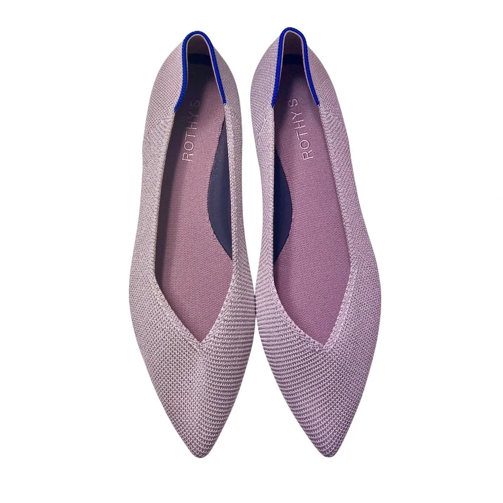 Rothy's The Point Neutral Diamond Twill Sparkly Pointed Toe Flats Size 9 NWOT
